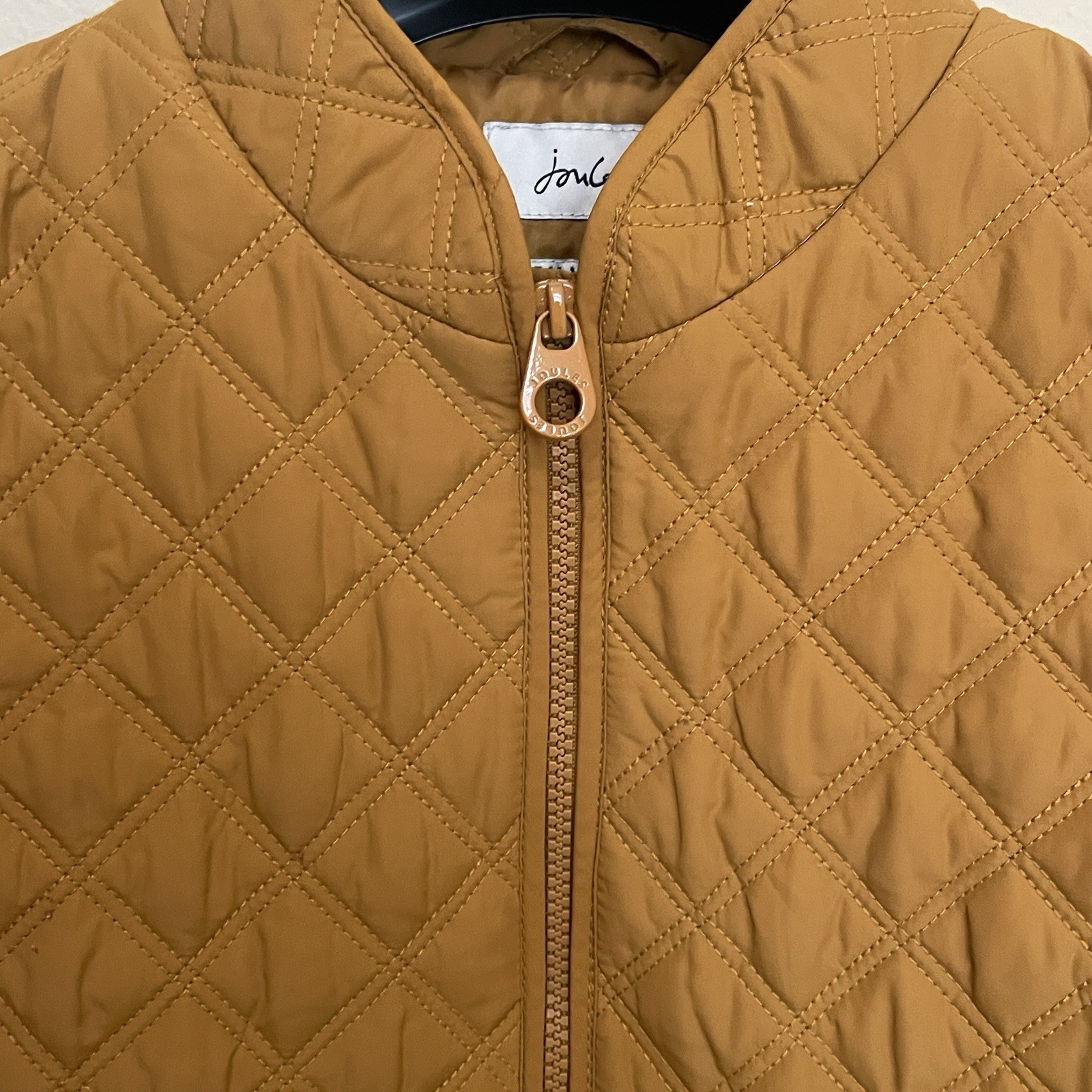 Joules Diamond Quilted Golden Minx Puffer Vest Size 10 Preppy Equestrian Mustard