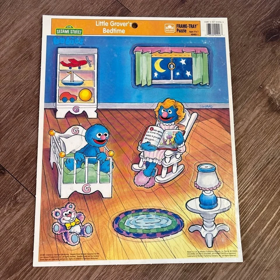 1991 Vintage Cardboard Sesame Street Babies Frame Tray Puzzles Golden Lot of 4  - Image 4 of 4