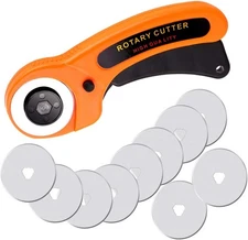 Rotary Cutter, Rotary Fabric Cutter with Safety Lock, Included Extra 10 Pack 45m