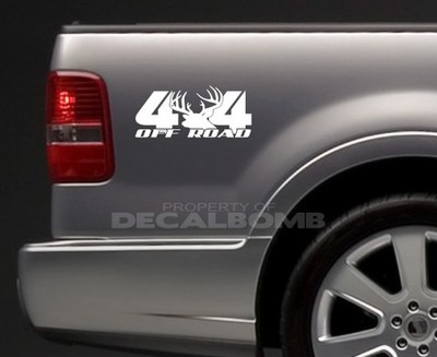 4x4 Buck Horns Off Road Vinyl Decals Stickers for Truck Pickup 2-Pack Deer Hunt
