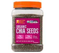 Certified Organic Chia Seeds with Omega-3 Bulk 2 LBs, Superfood, Gluten-Free