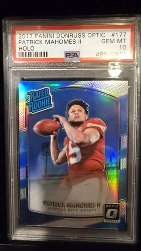 2017 PANINI DONRUSS OPTIC PATRICK MAHOMES HOLO #177 PSA10 CHIEFS ROOKIE