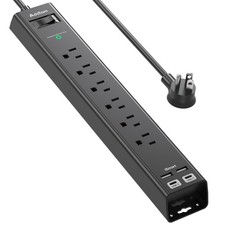 15Ft Extension Cord - Addtam Power Strip with Long Cord, 6 AC Outlets and 4 U...