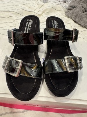 Helle Comfort Sada Black Leather Sandals Size 36 US 6 Comfort Buckle Shoes