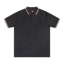 Mens Short Sleeve Polo Shirt Plain Solid Tipping Collar with Pocket M-3XL 240307