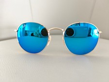 RAY-BAN RB3447 Sunglasses Gold Frame Blue Lens