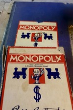 Vintage 1936 Parker Brothers Monopoly Blue Box Edition with Game Board - RARE