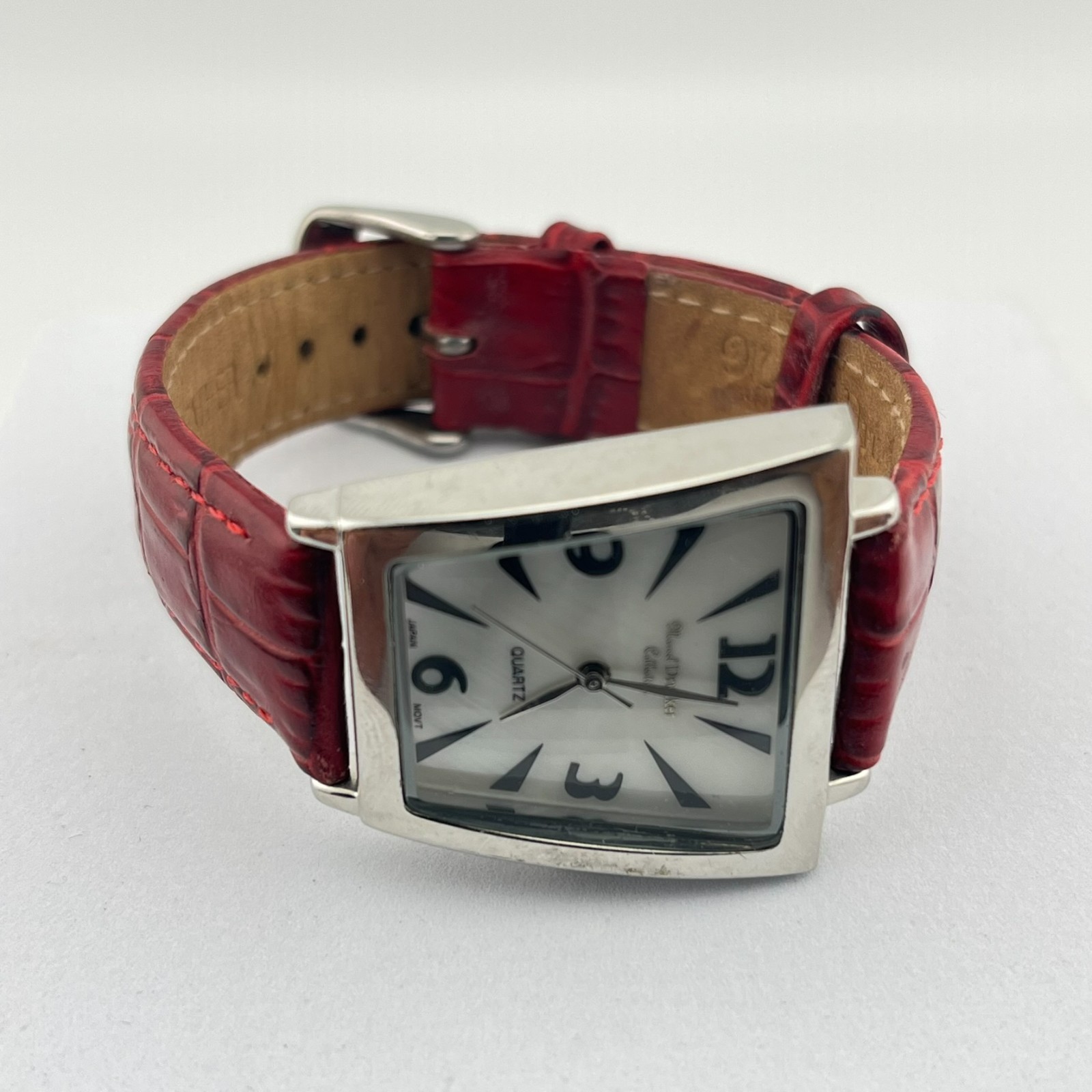 Marcel Drucker Red Leather Rectangular Angular Wo… - image 4