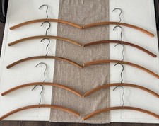 Vintage Mid Century Modern Wooden Clothes Clothing Hangers 10 total 