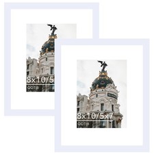 2 Packs 8x10 Picture Frame with 5x7 Mat White, Display 5x7 with Mat or 8x10 W...