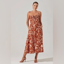 ASTR Sarai Floral Midi Rust Dress Size S