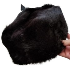 1960s Mink Winter Pillbox Hat Black