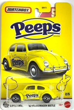 Matchbox VW 1962 Volkswagen Beetle Peeps Candy, Easter Basket Stuffer Yellow