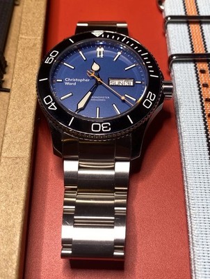 christopher ward watch c60 600m chronometer coral limited 81/250 trident straps