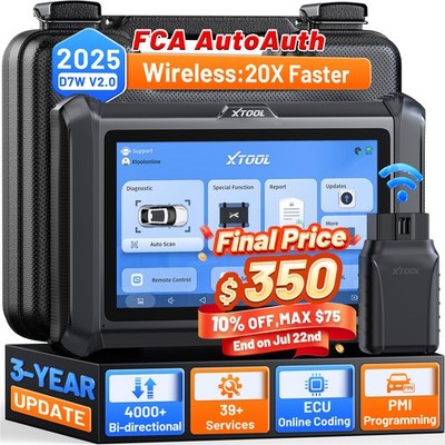 2025 XTOOL D7W Bidirectional OBD2 Diagnostic Scanner Key Programmer FCA AutoAuth