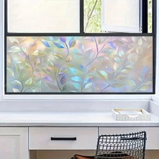 Window Privacy Film 39.3×17.7 Inchs Flower Stained Glass Decorations Rainbow ...
