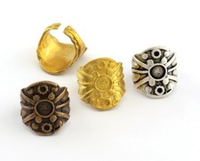 Ethnic Ring Round Blank Adjustable Ring Bezel - Raw brass 6mm Blank 6.5US 3375
