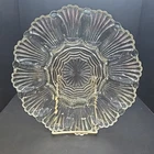 Vintage Anchor Hocking Clear Glass Deviled Egg Plate 896 Fan Scalloped Edge 9.5”