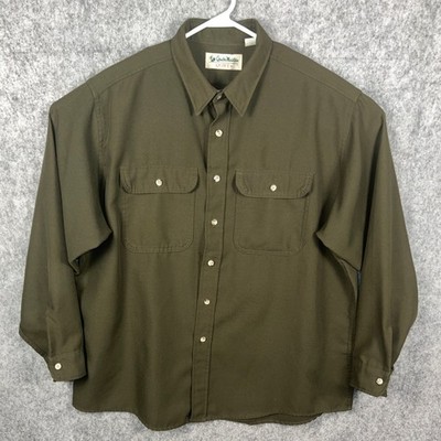 Gander Mountain Quiet+ Mens 2XL Olive Green Button Up Utility Hunting Shirt USA