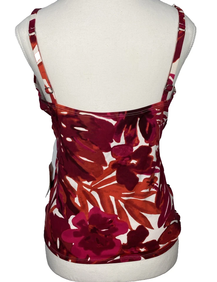 Tommy Bahama Tankini Top Para Mujer L Grande Rojo Hawaiano Cuello en V OTS Copa Fruncida Nuevo con Etiquetas $98 Foto 3 de 4