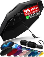 TUMELLA Strongest Windproof Travel Umbrella Compact, 42 inch, 1-pack Black