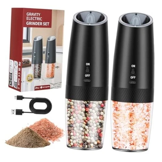 Automatic Electric Salt and Pepper Grinder for Family and Camping - One-Hand