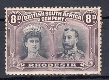 BRITISH RHODESIA, YV # 29, MH, W/CERTIFICATE ON THE BACK