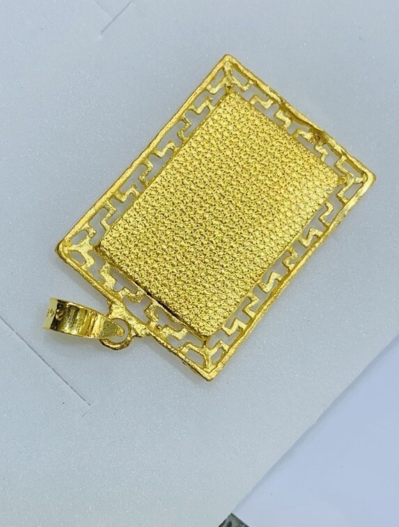 24K Solid Yellow Gold Shaped Rectangle Lucky Kung… - image 7