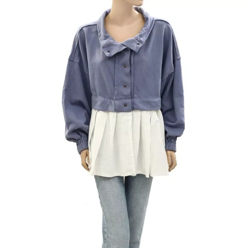 Free People Ellie Sweatshirt Top Buttondown Oversized Swingy Cotton XS 270812 - Picture 4 of 8