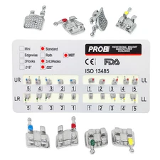 20Pcs PROB Dental Orthodontic Metal Brackets Braces Mini/Standard .022 3/345Hook
