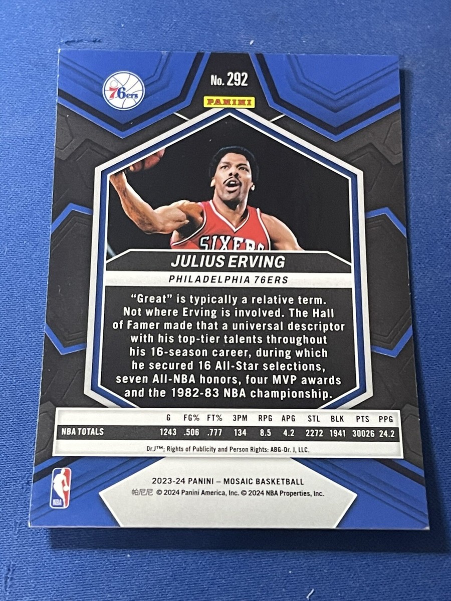 NBA Julius Erving 直筆サインカード 2023-24 Panini Mosaic Julius Erving #292 NBA Greats 76ers Dr
