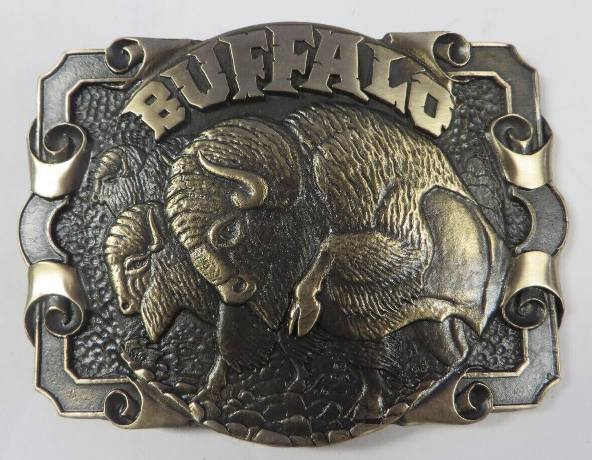 Vtg BUFFALO BISON Belt Buckle SOLID BRASS Award Design Medals | eBay