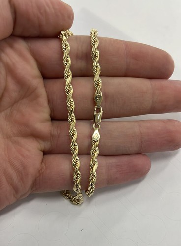 14K Yellow Gold 4mm Rope Chain Diamond 