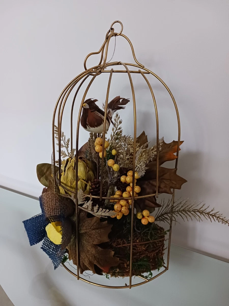 Wall Decor Floral Arrangement, Home Decor, Antique Bird Cage