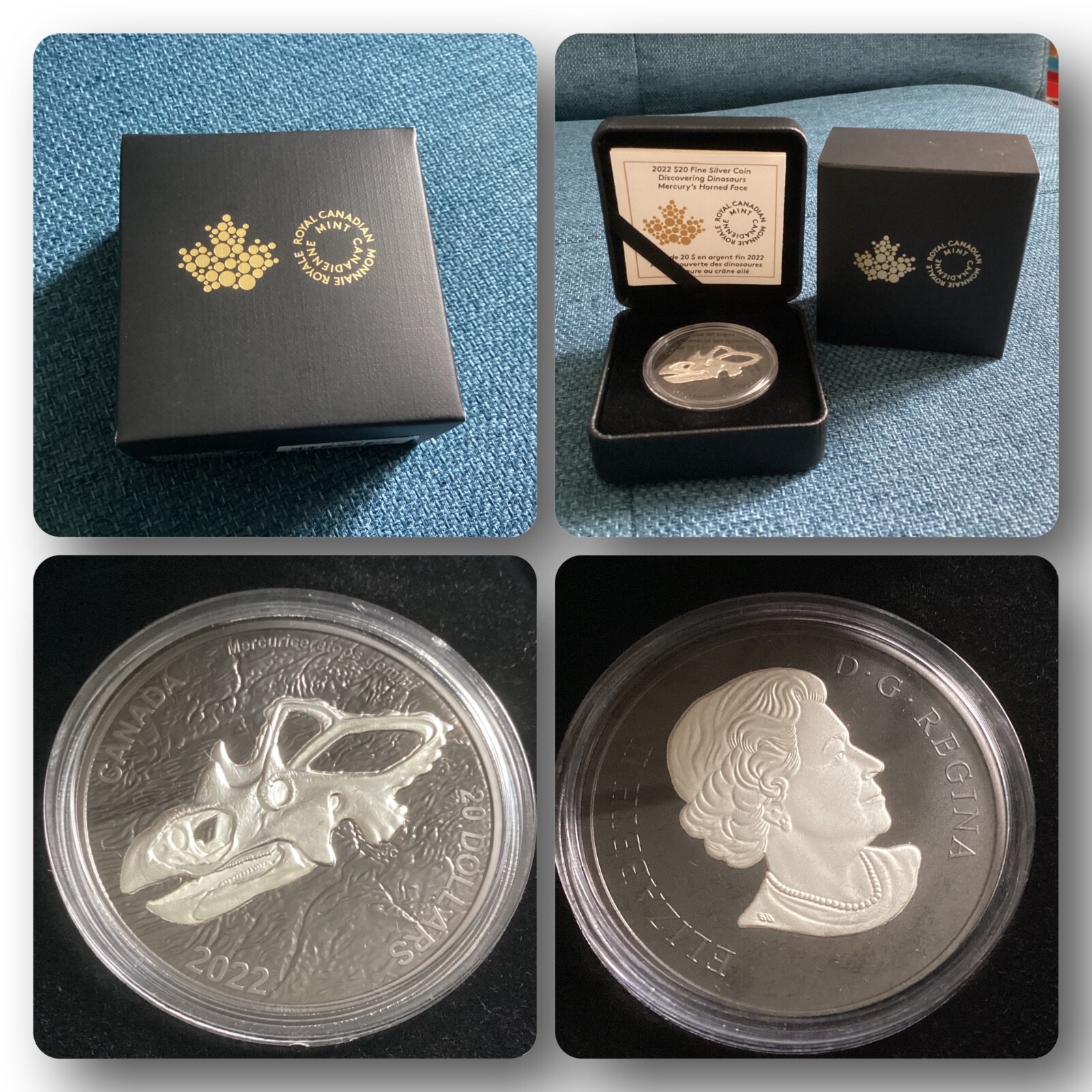1 Oz Silbermünze Discovering Dinosaurs MERCURY’S HORNED | Black Rhodium 2022 OVP