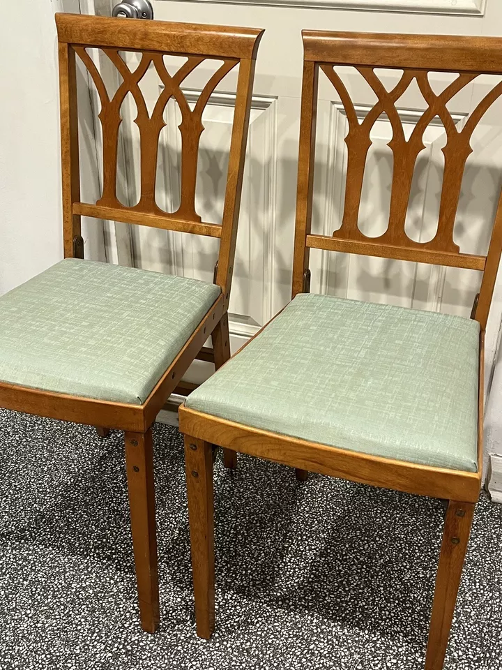 Remolque de viaje LEG-O-MATIC Airstream 2 sillas plegables de madera de colección con bisagras de metal Foto 3 de 4