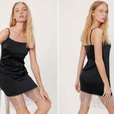 NWT Nasty Gal Jewel Satin Mini Dress Black