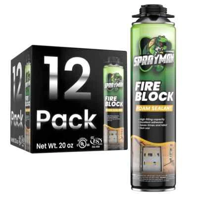 Sprayman Pro Fire Block Gun Foam Orange 20oz, 12 Pack - Gun Not Incl.
