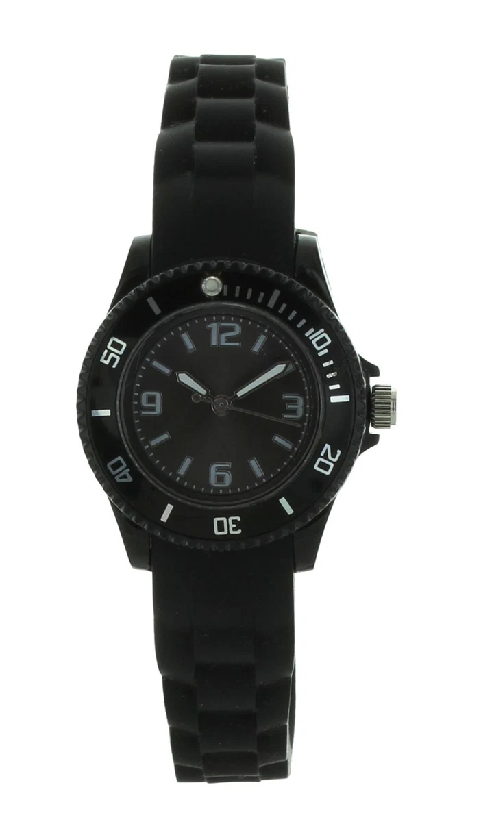 Ladies cute Round black Silicone Band Analog small face watch