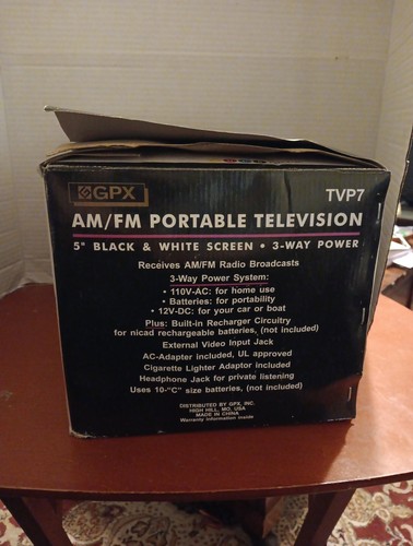 GPX Portable 5” Black & White 3 Way Power Television TV & Radio TVP7 New Read - Picture 10 of 11