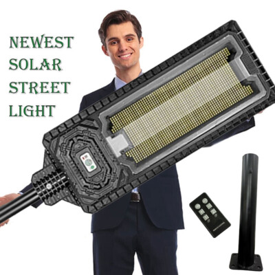 6000W Super Bright Commercial Solar Street Light Outdoor Dusk to Dawn Lamp+Pole.