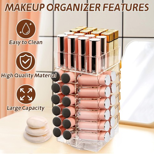 Acryl 64 Lippenstift Halter, 360 Grad drehbar 64 Lippenstift Turm Organizer - Bild 5 von 7