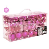 100 Weihnachtskugel Lamettini Spitze Christbaumkugel Pink Christbaumschmuck