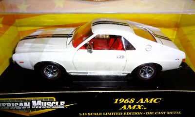 1968 American Muscle AMC AMX WHITE CAR 1:18 Limited Ed. Die Cast Metal Ertl B