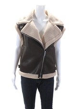 Heartloom Womens Faux Leather Shearling Lined Xander Vest Jacket Brown Size S