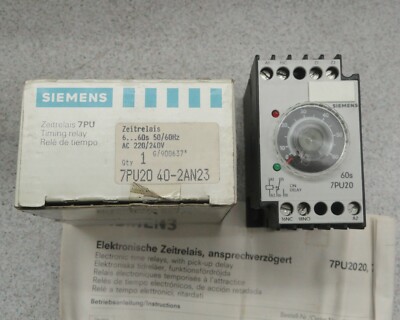 Siemens Zeitrelais 7PU20 40-2AN23 6 bis 60 Sekunden 7PU2040-2AN23