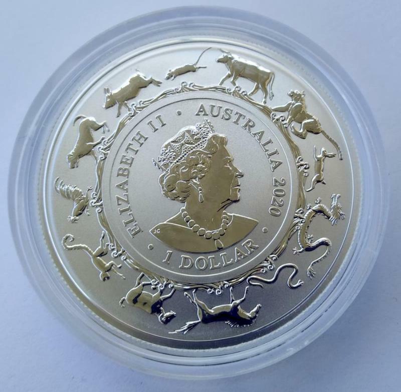 1 $ 2020 AUSTRALIA 🔴 RAM LUNAR YEAR OF THE RAT - 1 OZ 999 SILVER