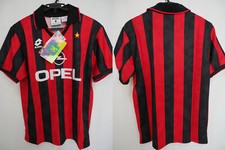 Maglia Calcio 1994-1995 AC Milan Rossoneri Maglia Home Opel Lotto M Nuova con etichette