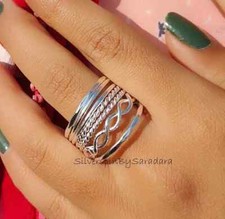 925 Sterling Silver Stackable Rings 7 Ring Sets, Sterling Silver Girft All size