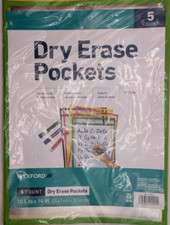 WEXFORD Reading Specialist Dry Erase Pocket Sleeves - 5 Colors - Oversized Clean